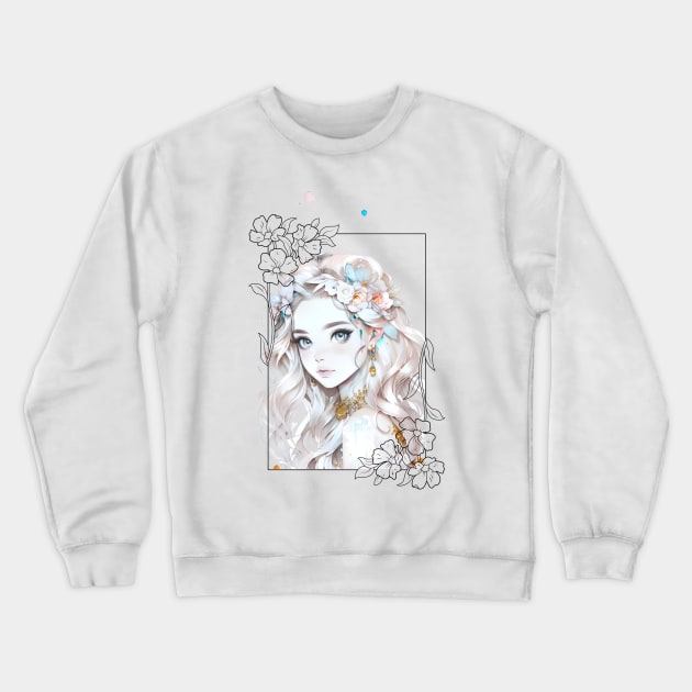 anime Flower Girl Crewneck Sweatshirt by Heawonshop